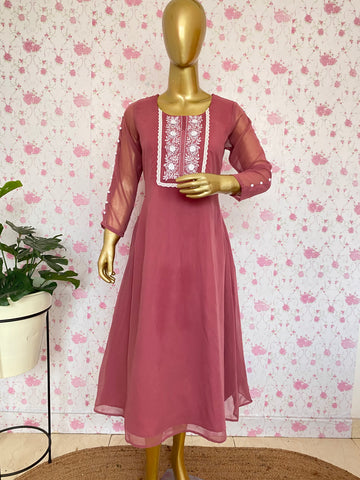 Mauve embroidered kurti