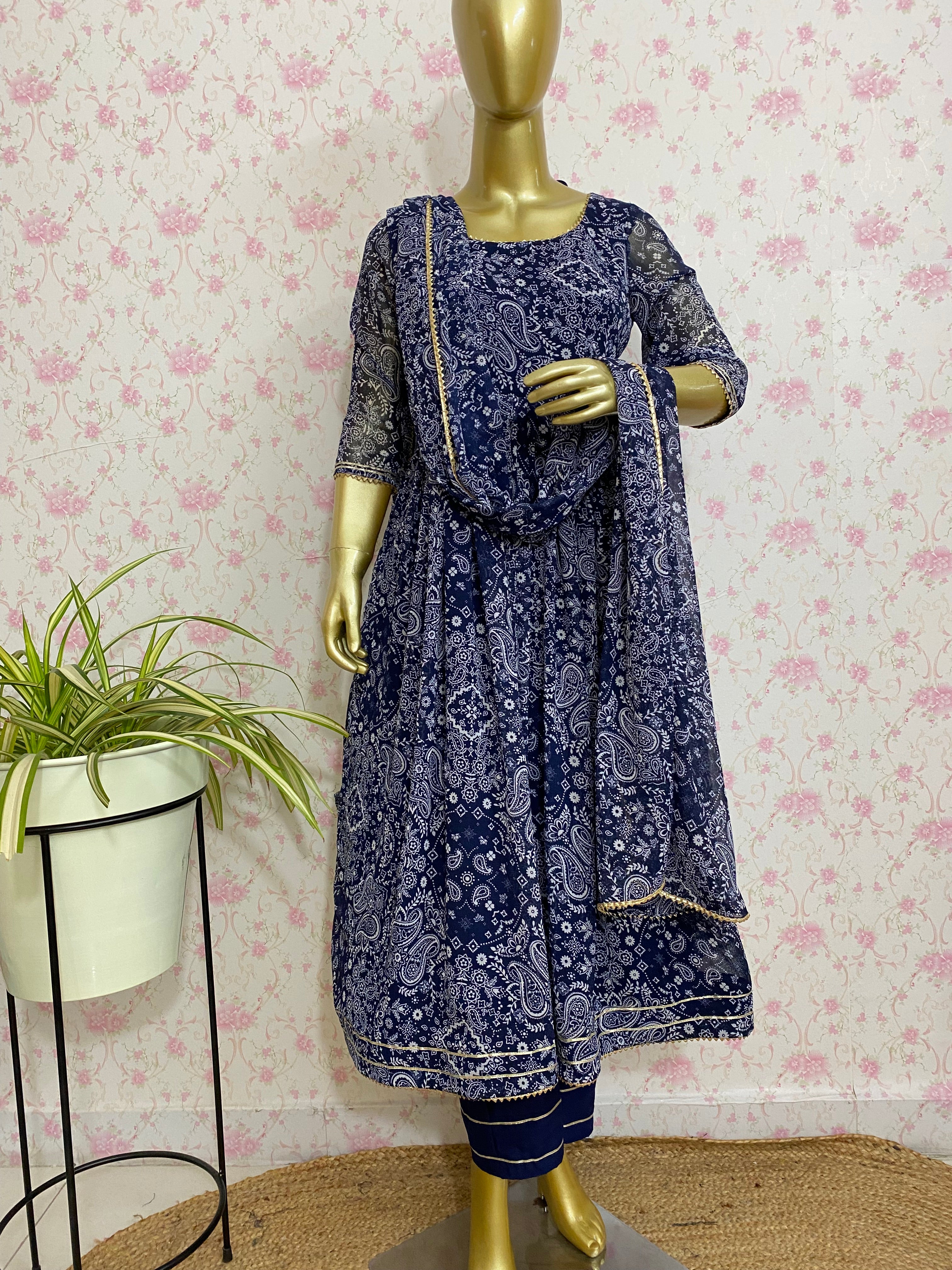 Blue chiffon suit set - kasumi.in