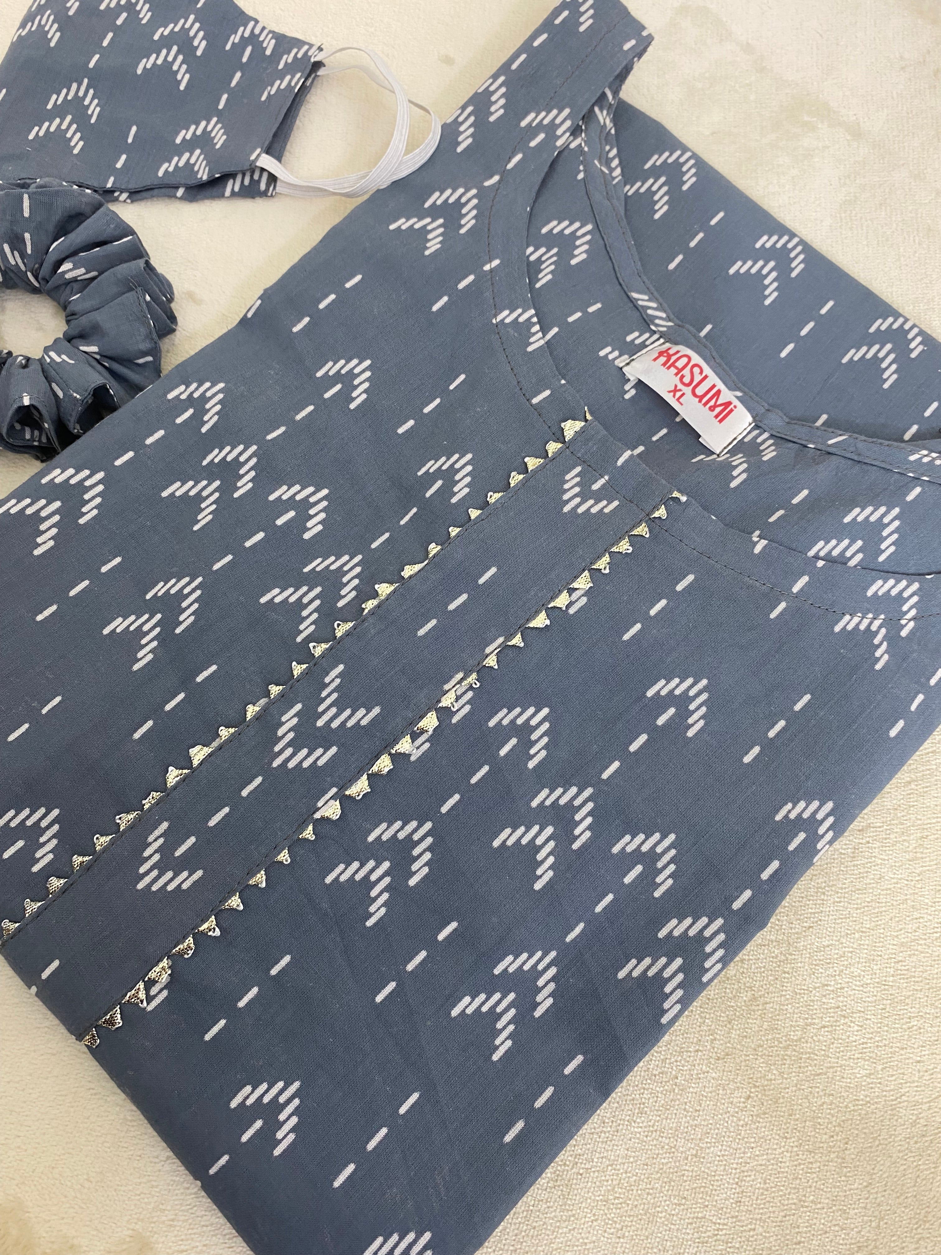 Grey cotton kurti - kasumi.in
