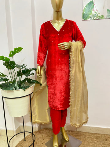 Red velvet suit set