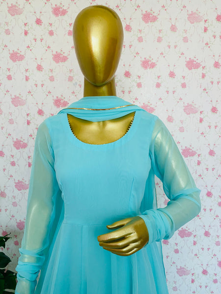 Sky blue anarkali