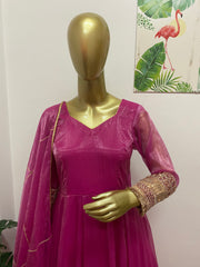 Pink organza anarkali - kasumi.in