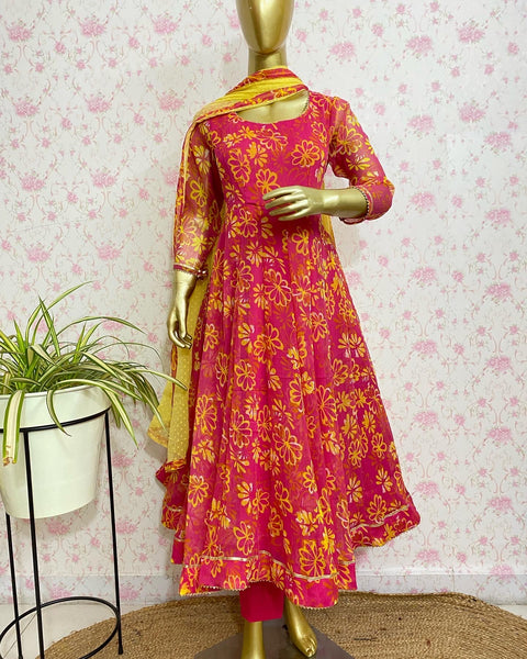 Pink chiffon suit set