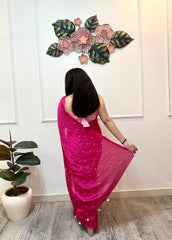 Rani pink chinon saree - kasumi.in