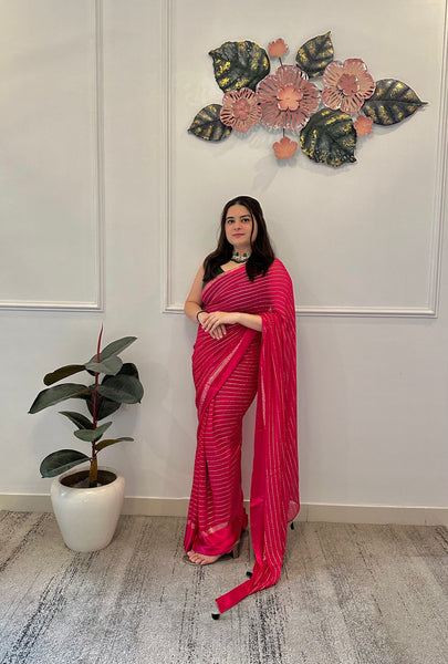 Rani pink georgette saree