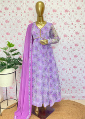 Floral printed lilac anarkali - kasumi.in