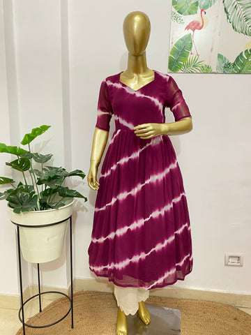 Tie dye wine kurti set