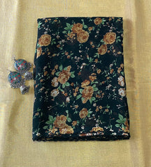 Black floral georgette saree - kasumi.in