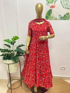 Red chiffon anarkali