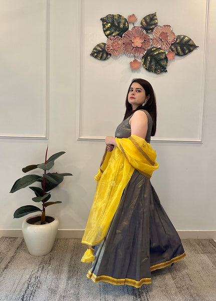 Blue silk anarkali