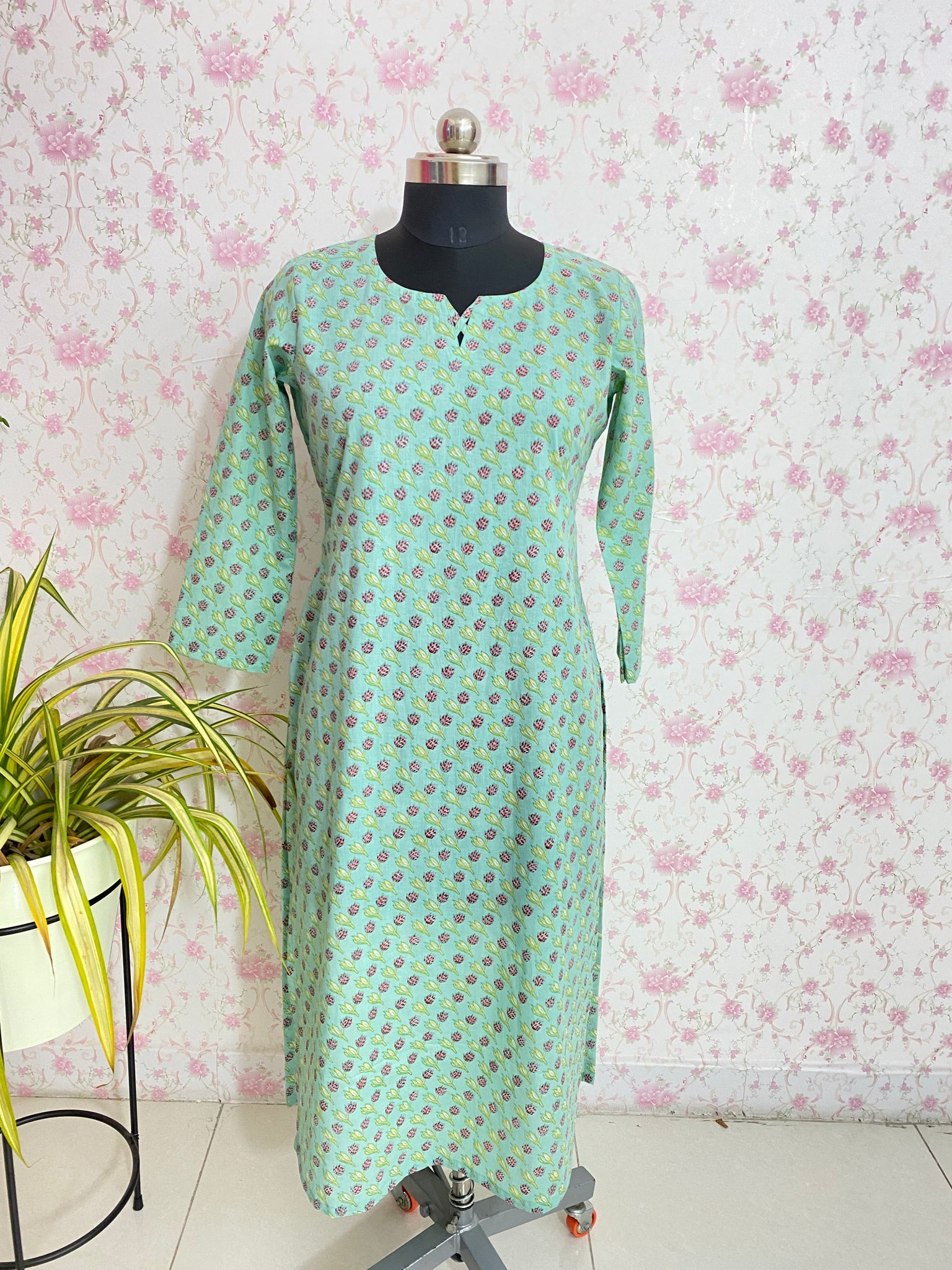 Sea green cotton kurti