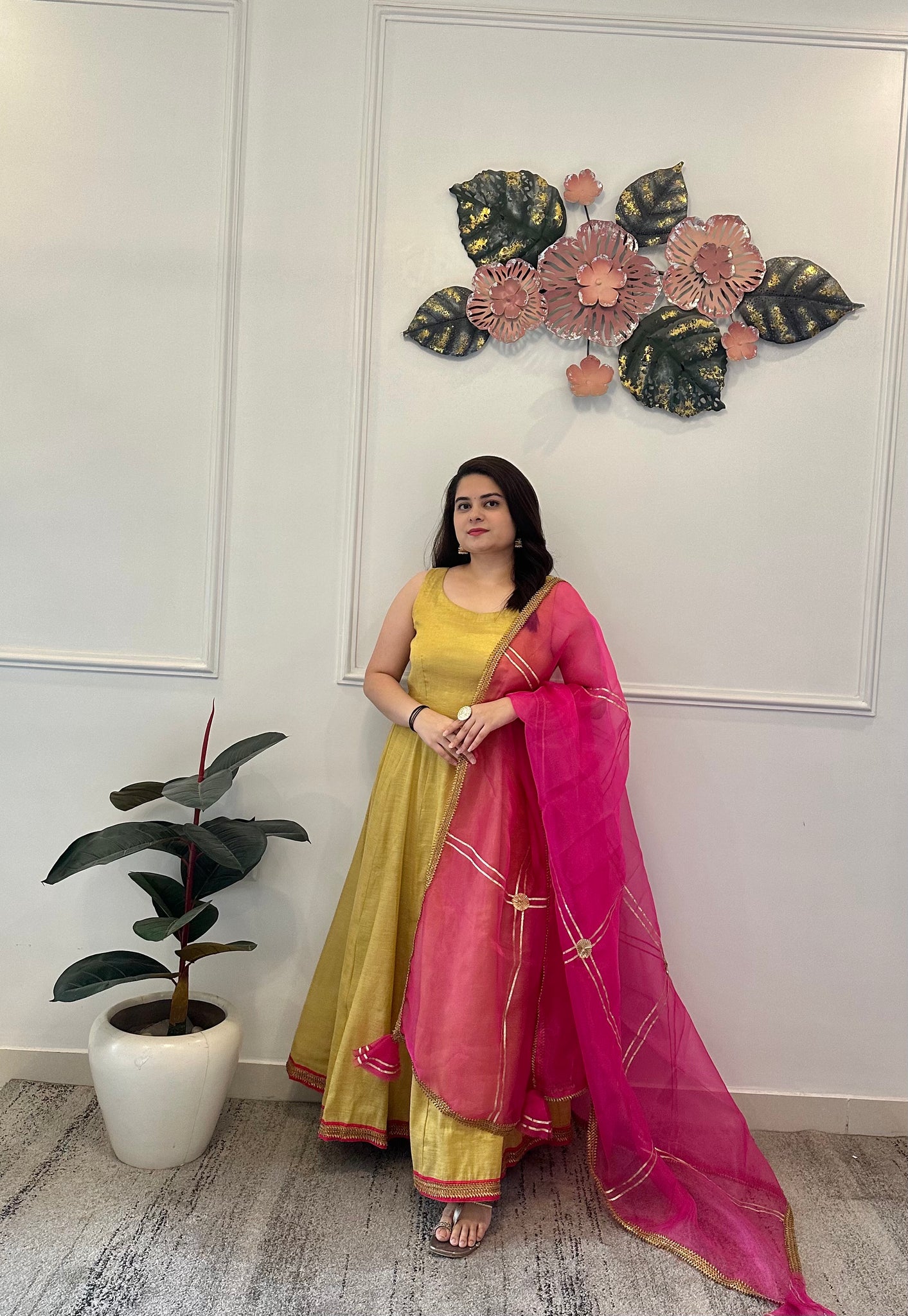 Golden silk anarkali