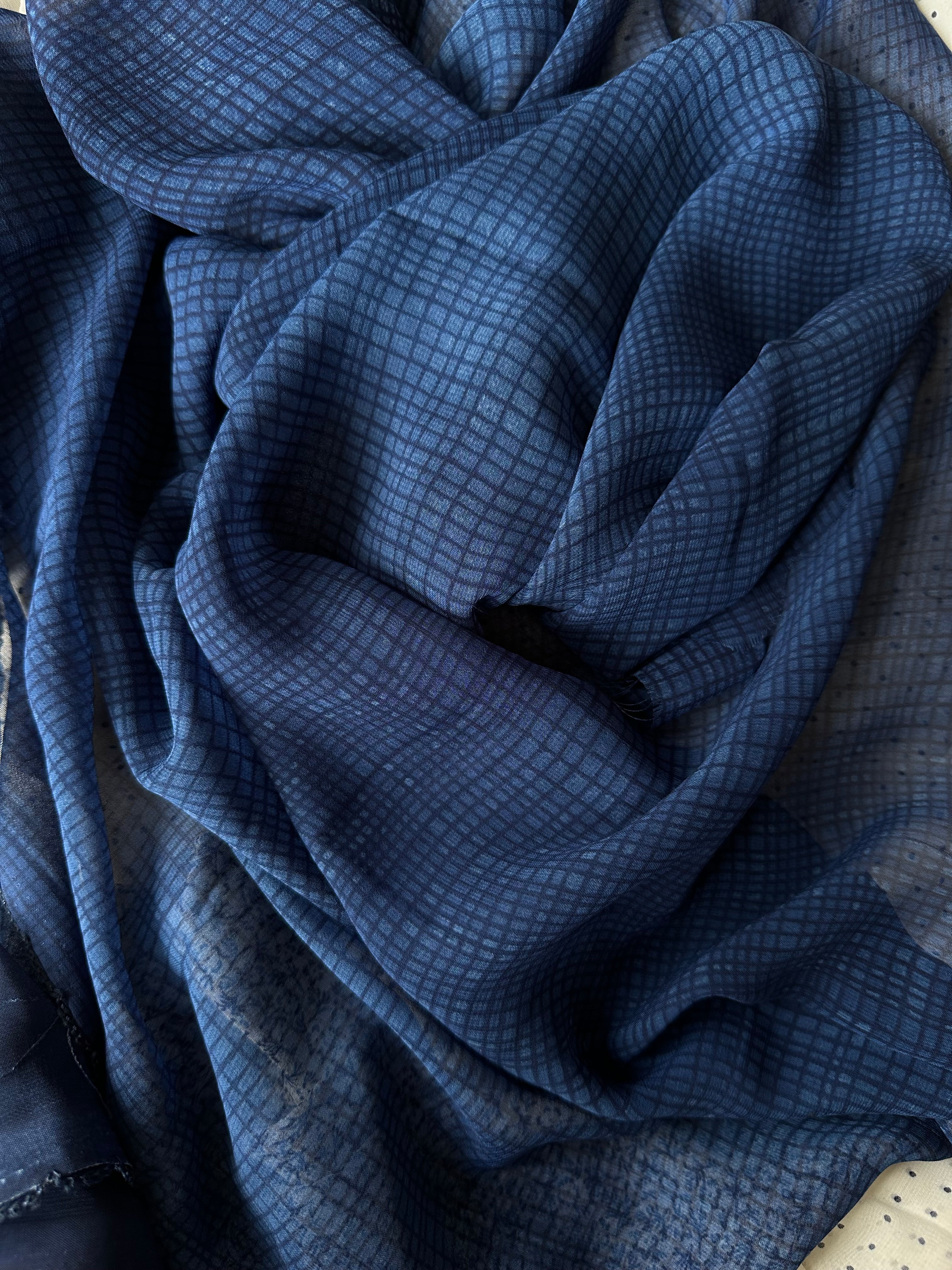 Printed blue georgette saree - kasumi.in