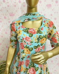 Floral mint printed dress - kasumi.in
