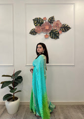 Peacock shaded chinon saree - kasumi.in