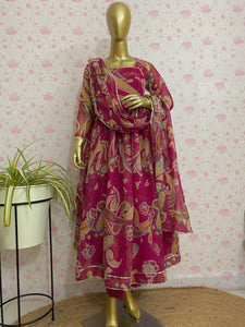 Magenta chiffon suit set