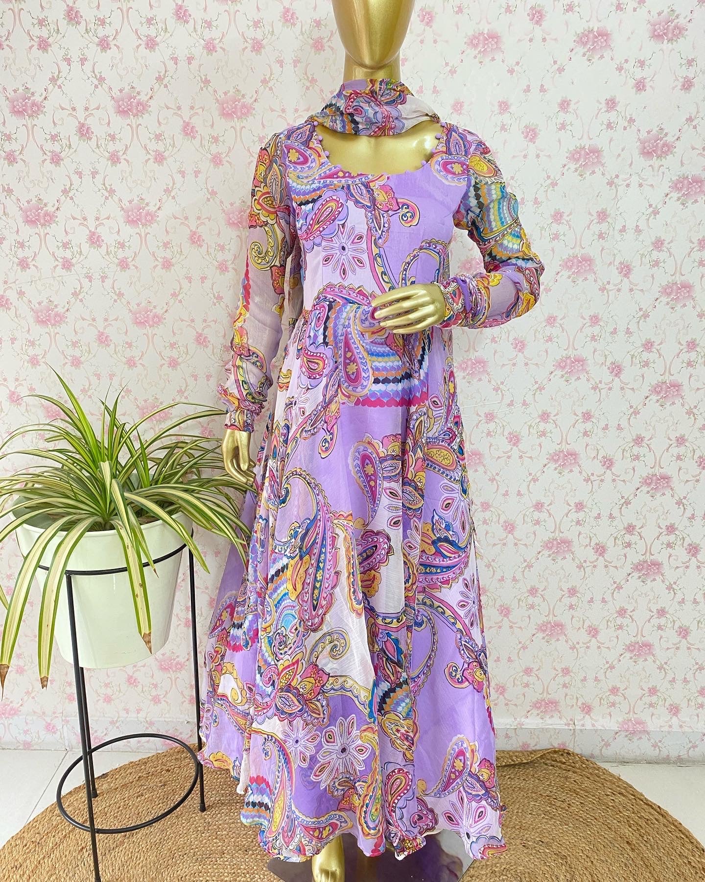 Lavender printed dress - kasumi.in