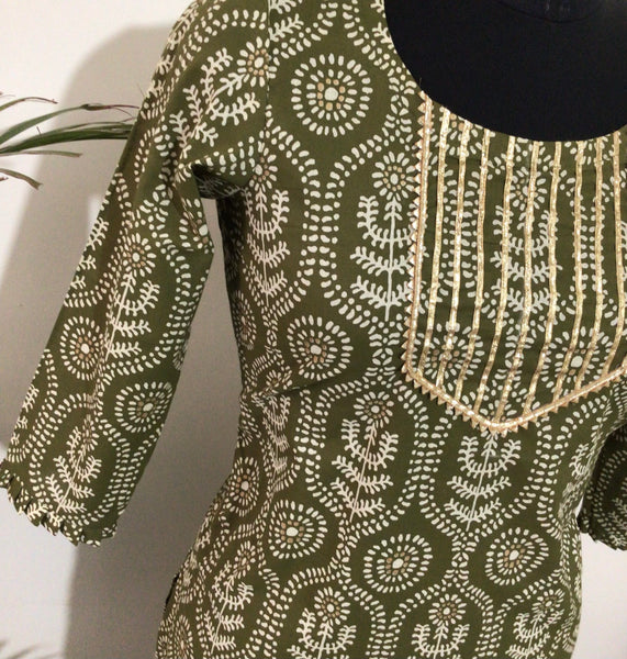 Green cotton kurti