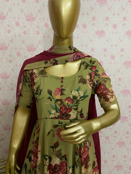 Green floral dress