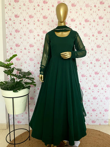 Bottle green solid anarkali