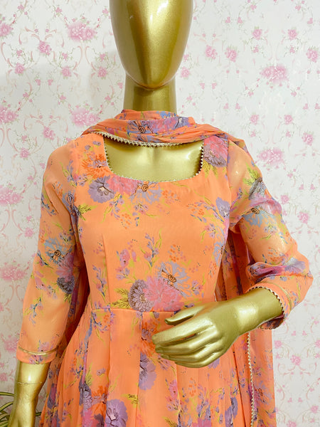 Peach chiffon suit set