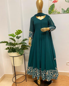 Teal green anarkali