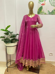 Pink organza anarkali - kasumi.in