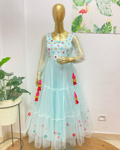 Ice blue net dress