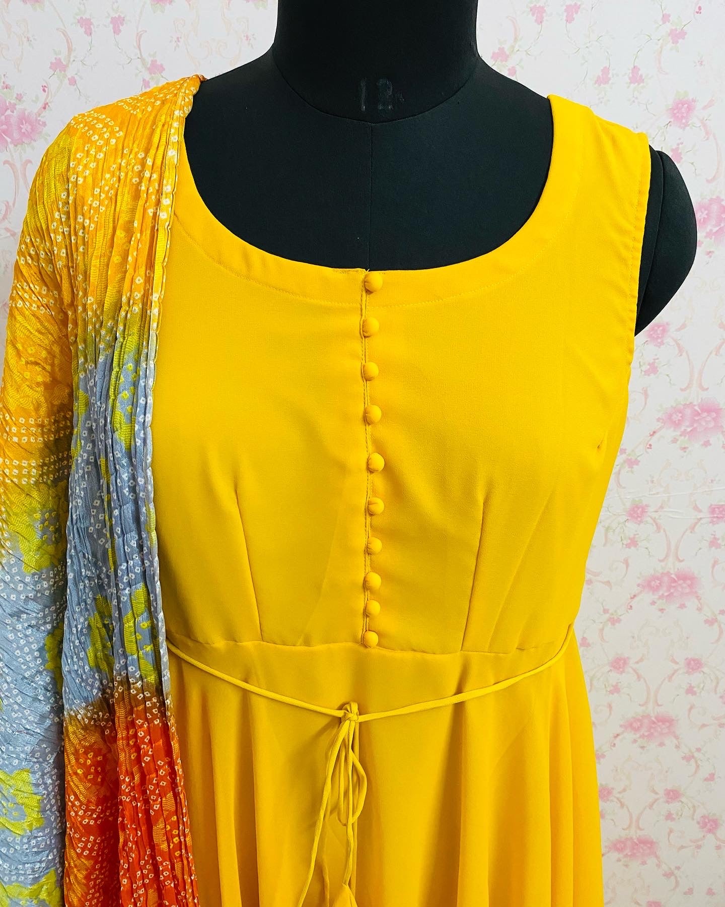 Yellow georgette dress - kasumi.in