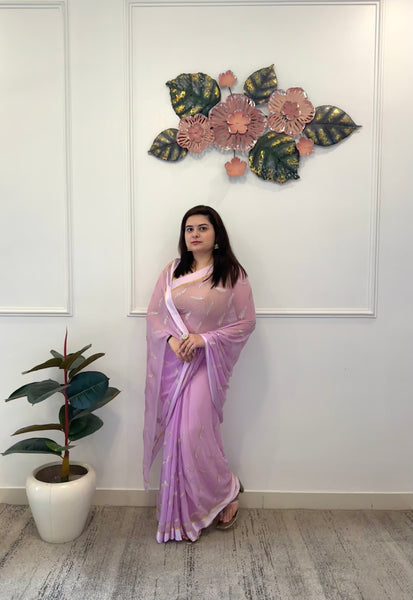 Purple chiffon saree