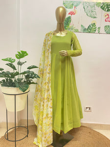Green anarkali set