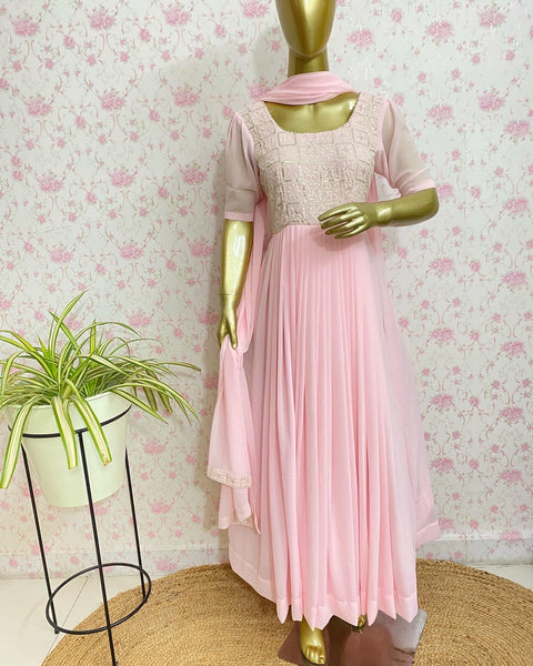 Pink embroidered dress