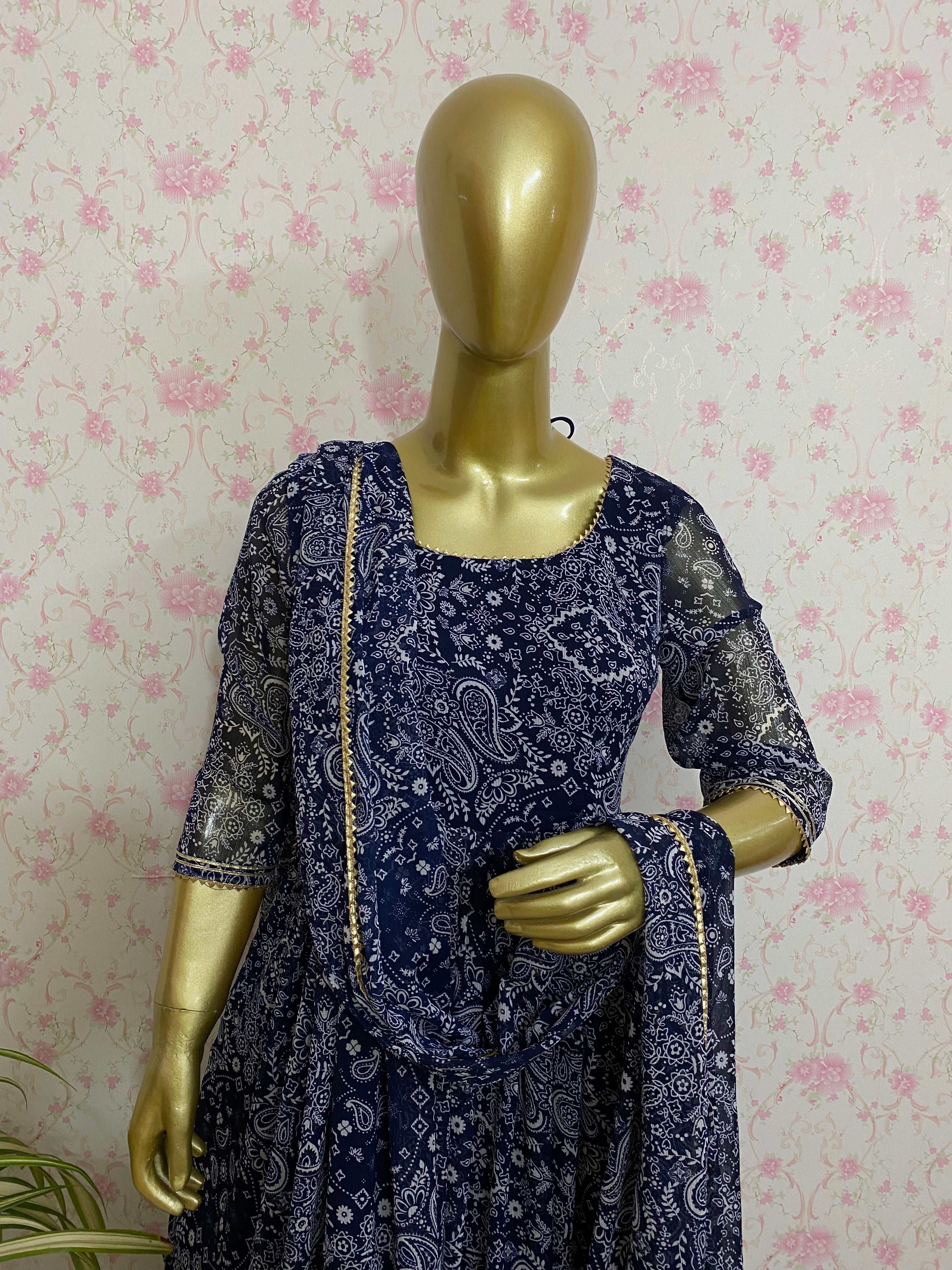 Blue chiffon suit set - kasumi.in