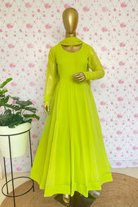 Parrot green solid anarkali