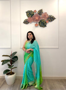 Peacock shaded chinon saree