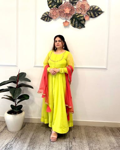 Parrot green anarkali