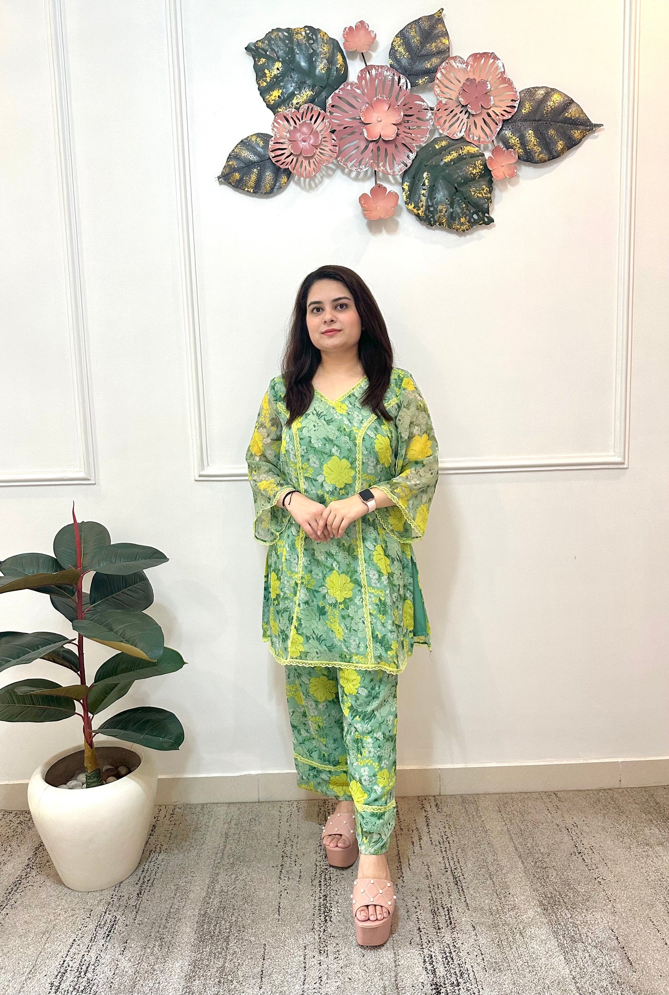 Printed green co ord set