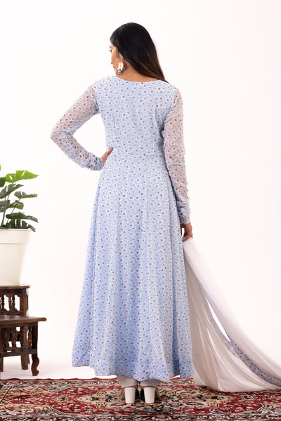 Powder blue daisy anarkali
