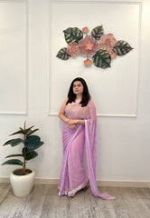 Purple chiffon saree - kasumi.in