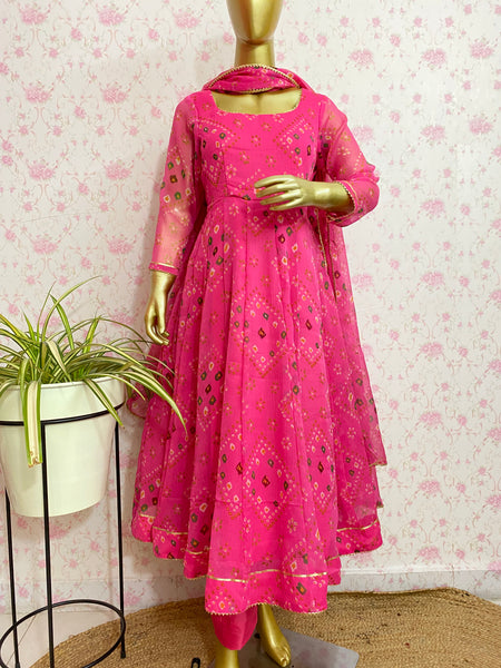 Pink chiffon suit set