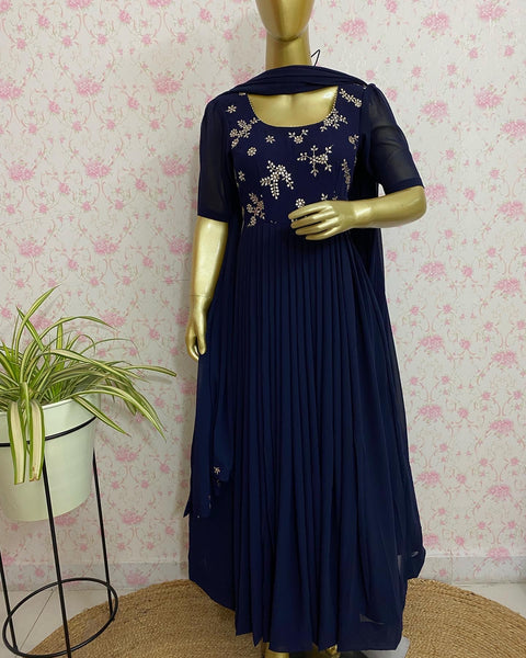 Blue embroidered dress